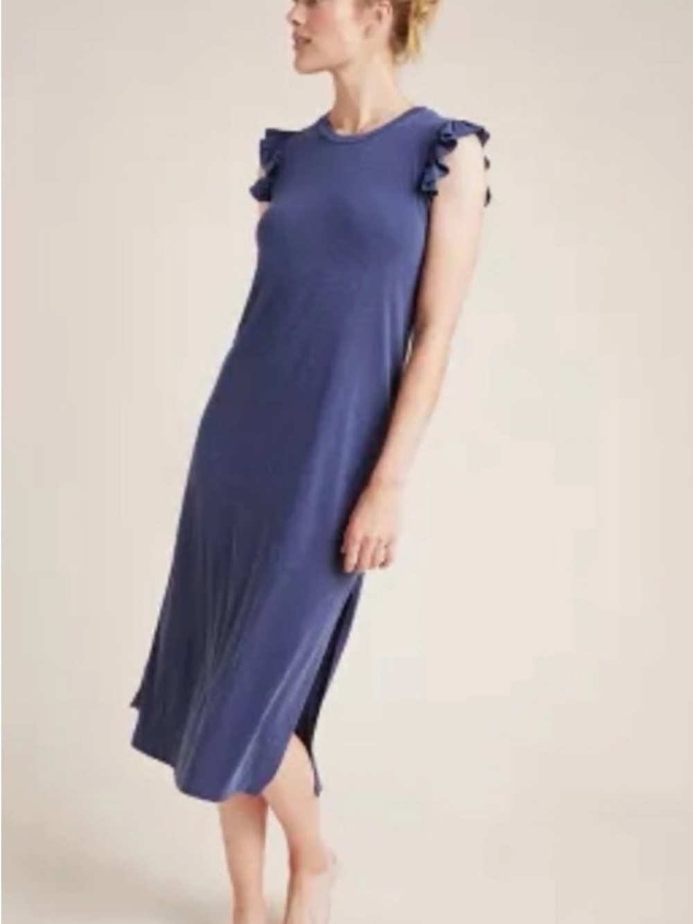 Universal Thread Sleeveless Ruffle-Shoulder Midi Dress in Blue